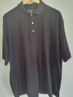 Doc & Amelia Mens 2XL Black Polo Shirt Hertz Sleeve Logo Short Sleeve Pique